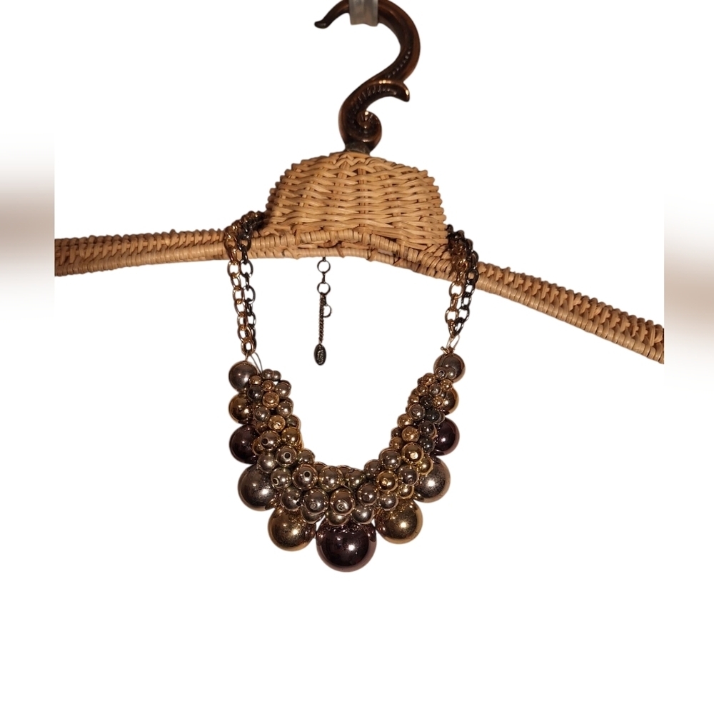 Amrita Singh Oversized Silver & Gold Toned Ball Choker Style Necklace Whimsigoth